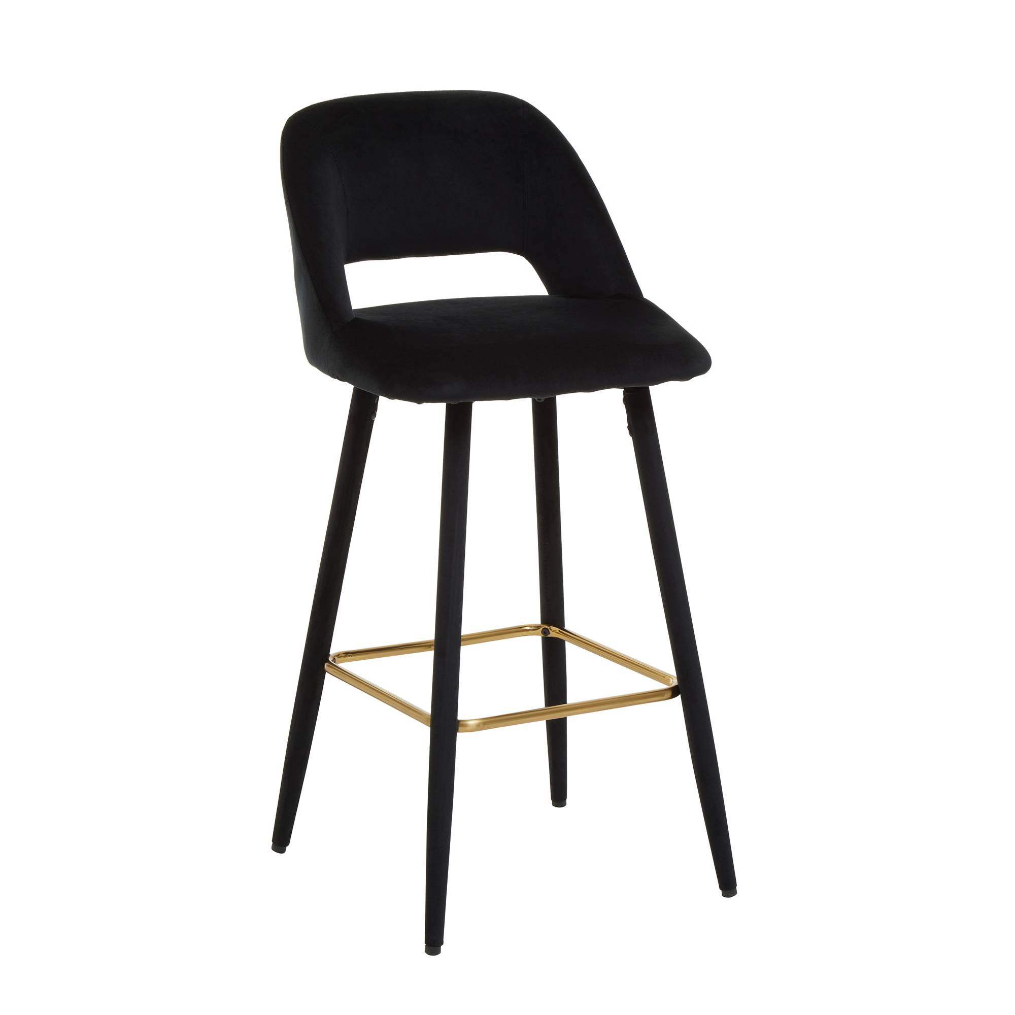 Orsina Warren Velvet Bar Chair – Black and Gold - Image 1