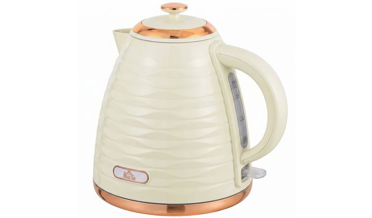 HOMCOM 1.7L Electric Kettle with Removable Washable and Otter - Cream White