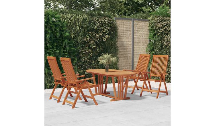 Walplus 5 Piece Eucalyptus Garden Dining Set - Brown - 150-200 x 100 x 75 cm