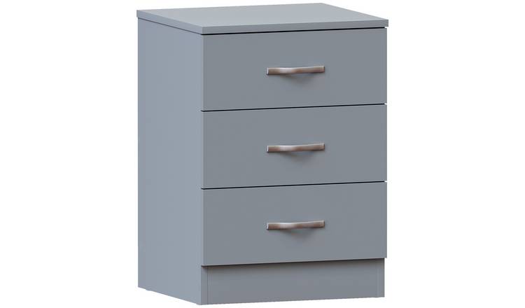 Vida Designs Riano 3 Drawer Bedside Chest - Grey