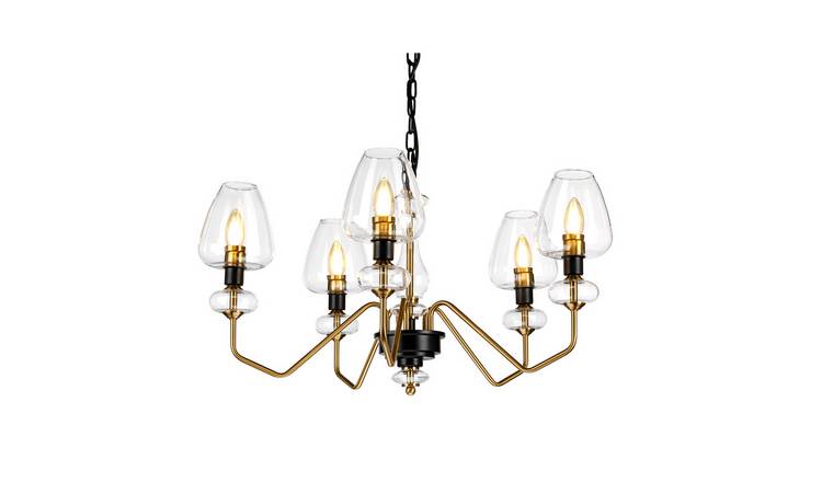 Elstead Armand 5 Arm Chandelier - Aged Brass Plated And Charcoal Black Paint