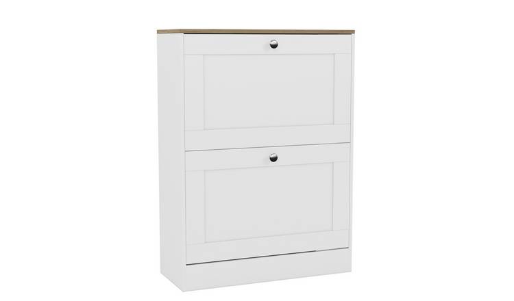 Vida Designs 2 Drawer Shoe Cabinet - White & Oak