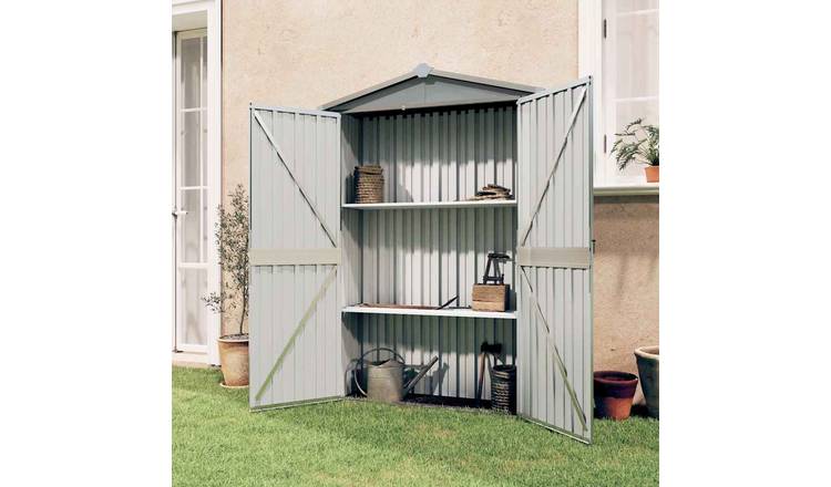 Walplus Galvanised Steel Garden Shed - Grey - 116 x 45 x 175 cm