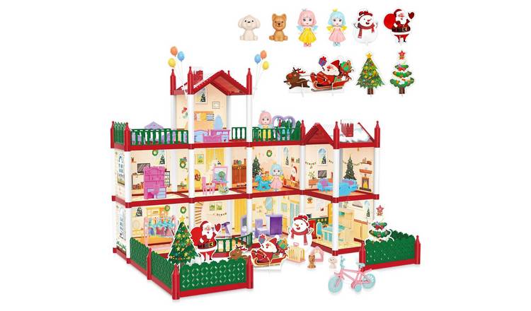 deAO 3Story 3D DIY Christmas Doll House Playset