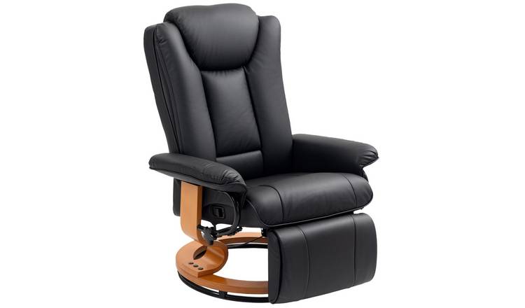 HOMCOM Faux Leather Adjustable Swivel Recliner Armchair - Black
