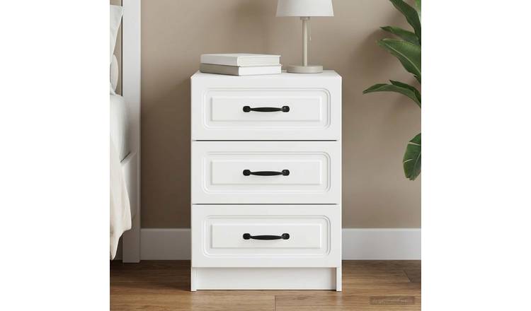 Walplus Engineered Wood Bedside Table - White - 43 x 41 x 63.5 cm
