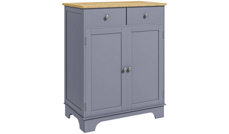 HOMCOM Wooden Adjustable Storage Sideboard with Solid Wood Top - Grey