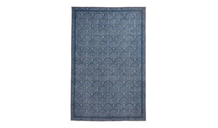 Mega Flooring Blue Modern Bordered Runner - 61 x 170cm