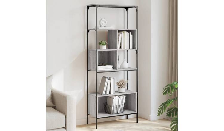 Walplus 5 Tier Engineered Wood Bookcase - Grey and Oak - 76 x 33 x 188.5 cm