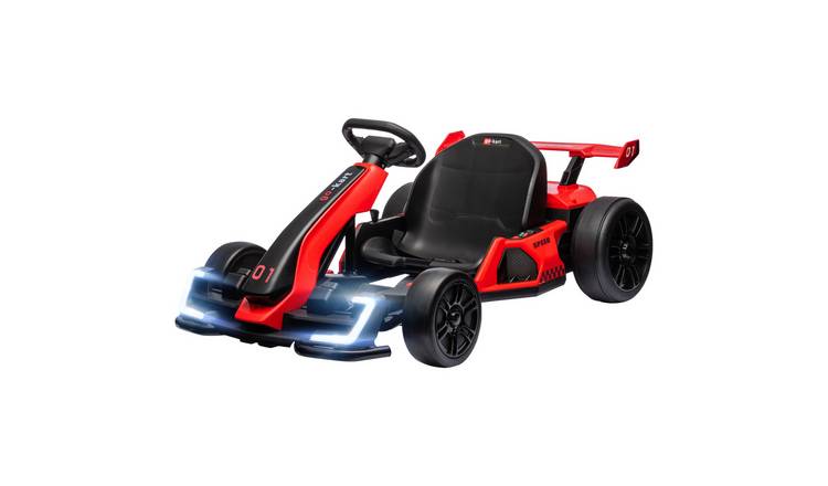 HOMCOM 24V 6 to 12 Years Adjustable Seat Drifting Ride On Go Kart – Red