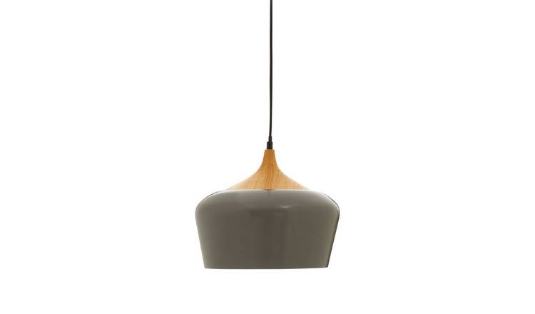 Orsina Blayne Metal And Wood Effect Pendant Light - Grey