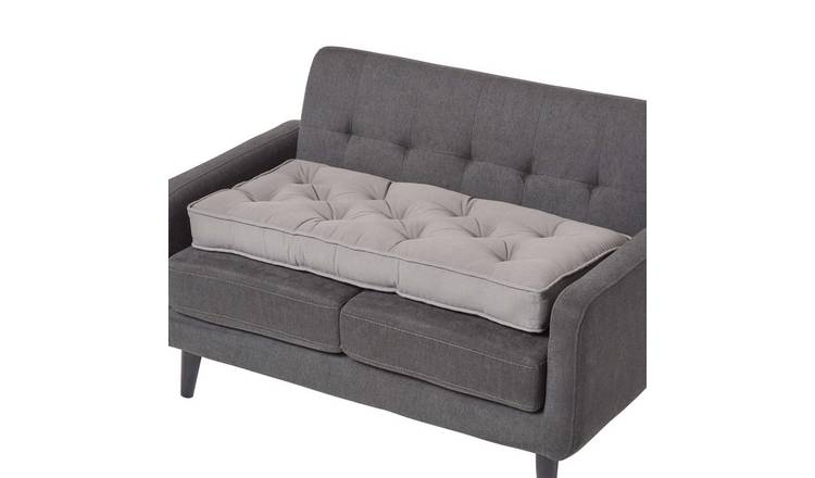 Homescapes Cotton 2 Seater Sofa Booster Cushion - Charcoal Grey