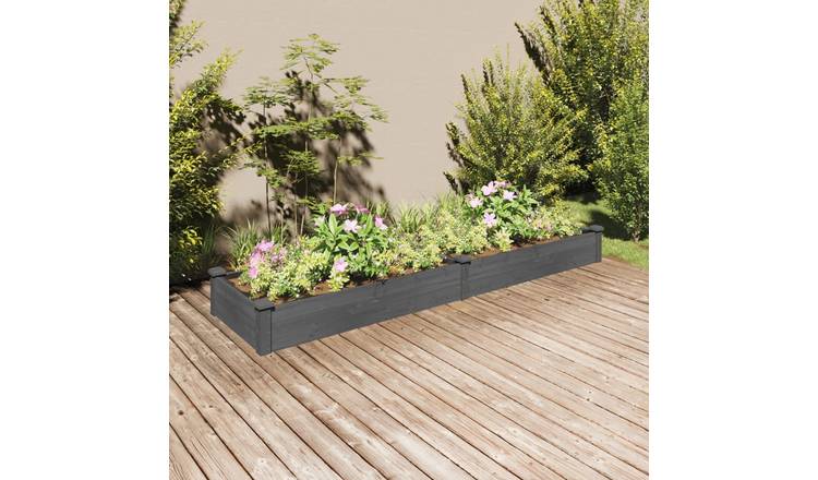 Walplus Firwood Raised Garden Bed - Grey - 240 x 60 x 25 cm