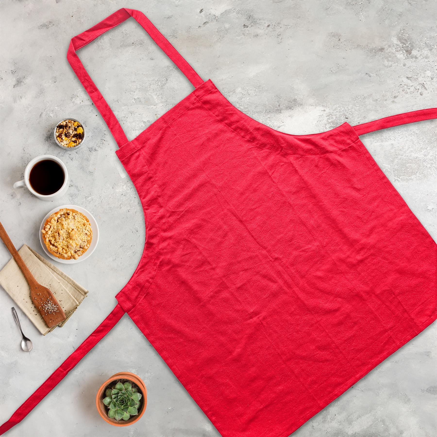 Nicola Spring Cotton Kitchen Bib Apron - Red - Image 5