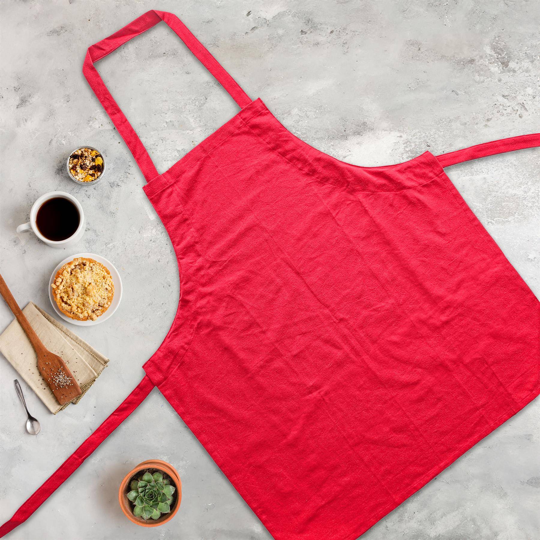 Nicola Spring Cotton Kitchen Bib Apron - Red - Image 5