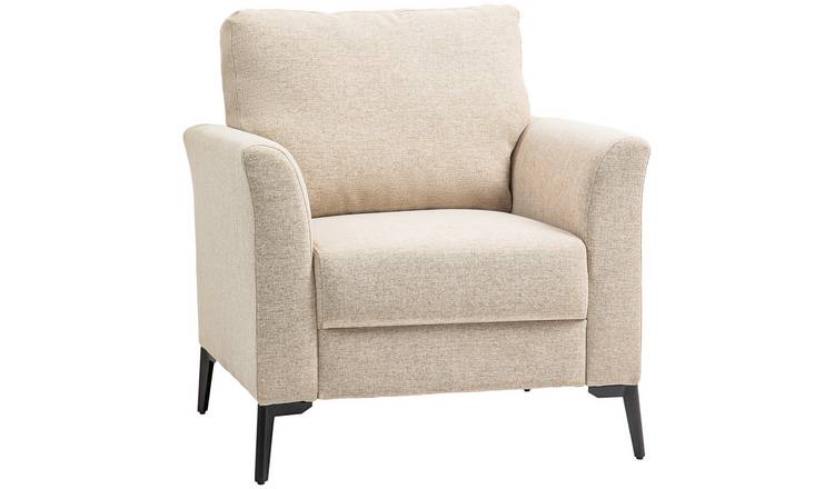 HOMCOM Linen Fabric Armchair with Metal Legs and Padded Cushion - Beige