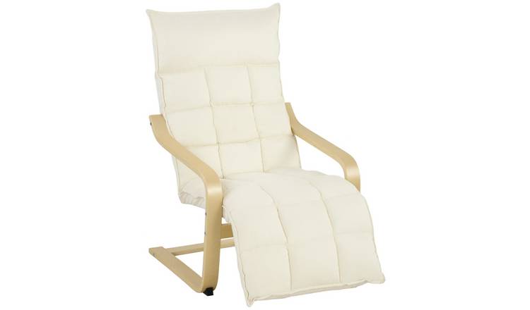 HOMCOM Linen-Look Fabric Accent Chair with Footrest - Cream
