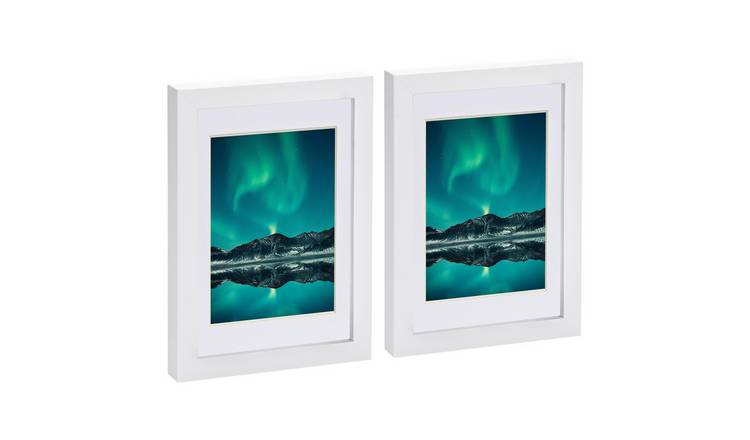 Nicola Spring A5 Photo Frame with 4 x 6" White Mount Set of 2 - White