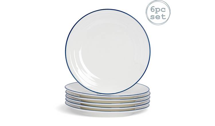 Nicola Spring White Farmhouse Dinner Plates - Pack of 6