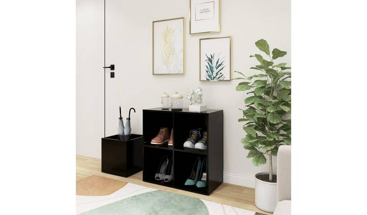 Walplus Engineered Wood Shoe Cabinet - Black - 105 x 35.5 x 70 cm