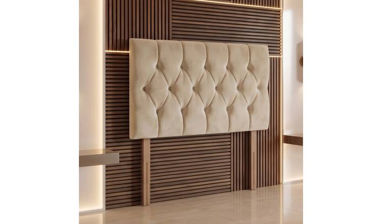 Somnior Chester Velvet Small Double 30" Upholstered Headboard - Ivory