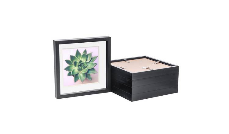 Nicola Spring 10 x 10" 3D Box Photo Frames with 8 x 8" White Mount (5x) - Black