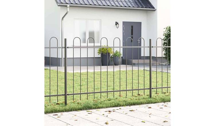 Walplus 3 Piece Steel Garden Fence Boxtel - Grey - 510 x 3.4 x 170 cm