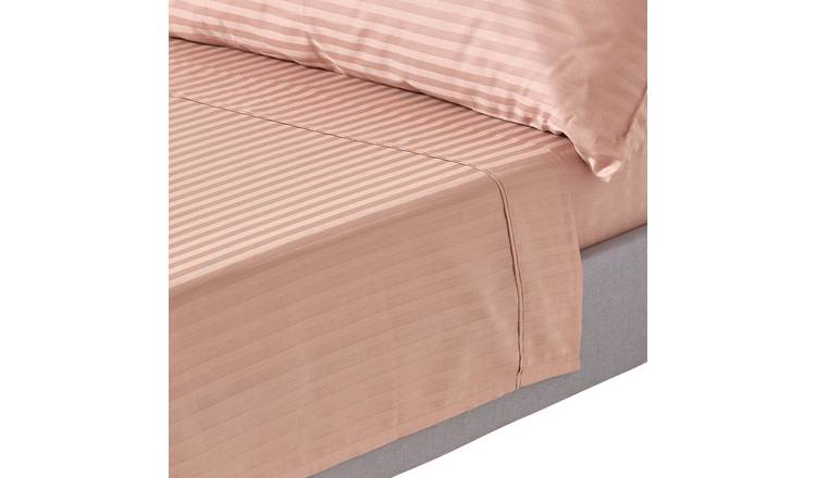 Homesapes Egyptian Cotton Taupe Satin Stripe Flat Sheet - Super King