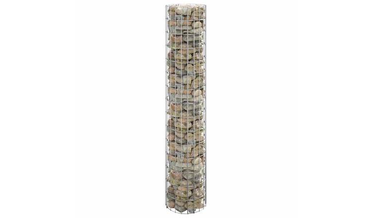 Walplus Galvanised Steel Circular Gabion Pole - Silver - 30 x 150 cm