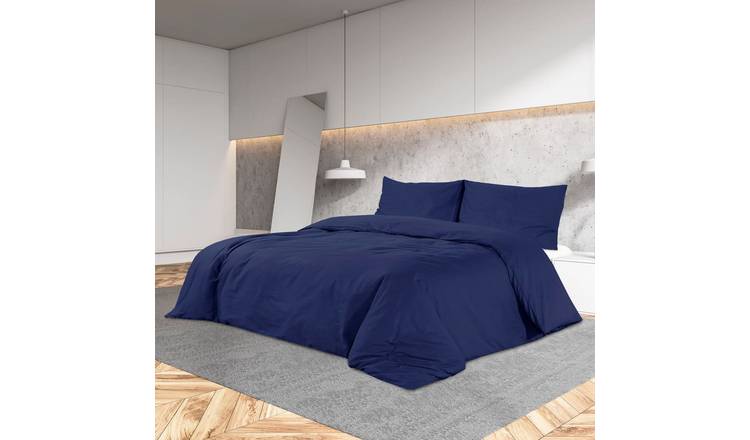 Walplus Microfibre Duvet Cover Set - Navy Blue - 240 x 220 cm
