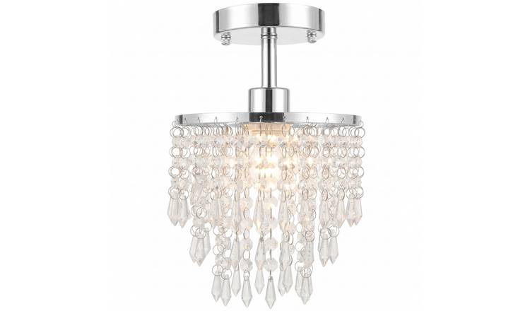 HOMCOM Crystal Ceiling Light with 57 Crystal Strands and Mounting Plate - Silver