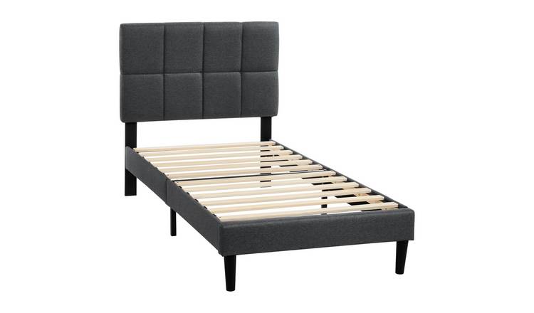 Vida Designs Velmora Single Linen Fabric Bed - Dark Grey