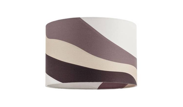 Happy Homewares Taupe and Brown Linen with Inner and Outer Wavy Lampshade - 30cm