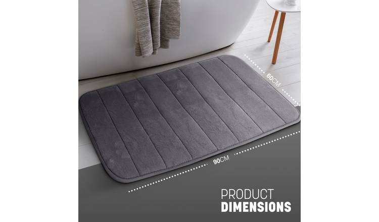 Keplin Memory Foam Non-Slip Bath Mat - 60 x 90cm - Dark Grey