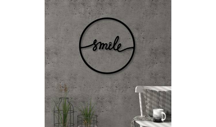 Decortie Metal Wall Art Metal Typography Hanging Decoration - Black