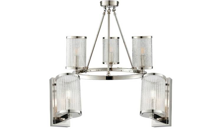 Loops Direct Hurricane Chandelier And Wall Light Set - Bright Nickel