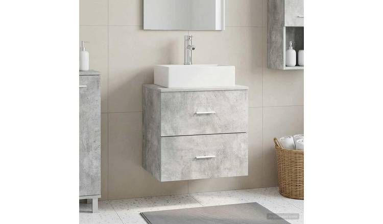 Walplus Engineered Wood Wall Sink Cabinet - Concrete Grey - 49.5 x 41 x 79.5 cm