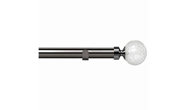 New Edge Blinds 28mm Polished Graphite Crash Fixed Eyelet Curtain Pole - 390cm