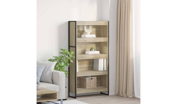 Walplus Engineered Wood Book Cabinet - Sonoma - 80 x 30 x 155 cm