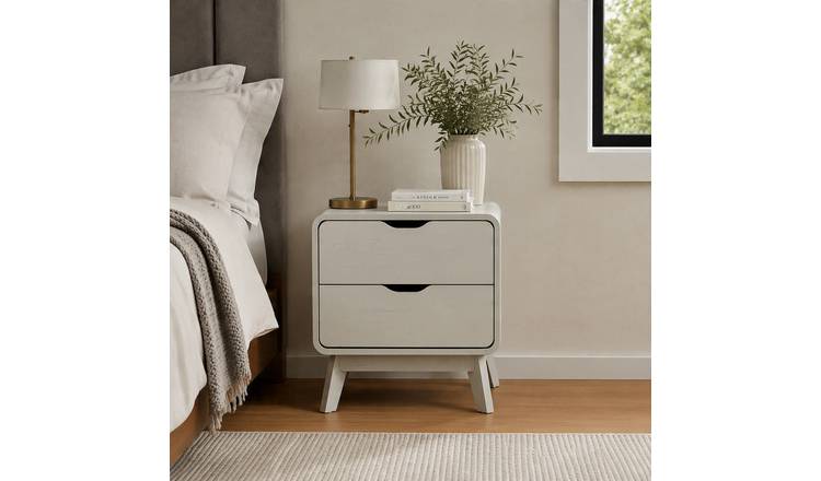 Home Source Nordica 2 Drawer Bedside Table - Grey