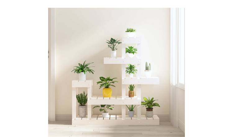 Walplus Solid Wood Plant Stand - White - 92 x 25 x 97 cm