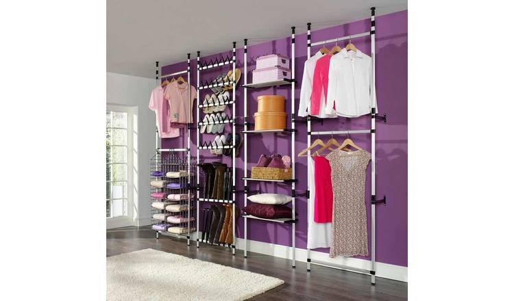 Walplus Telescopic Alumiinum Rod Shoe Rack - Silver - 66 x 25 x 300 cm