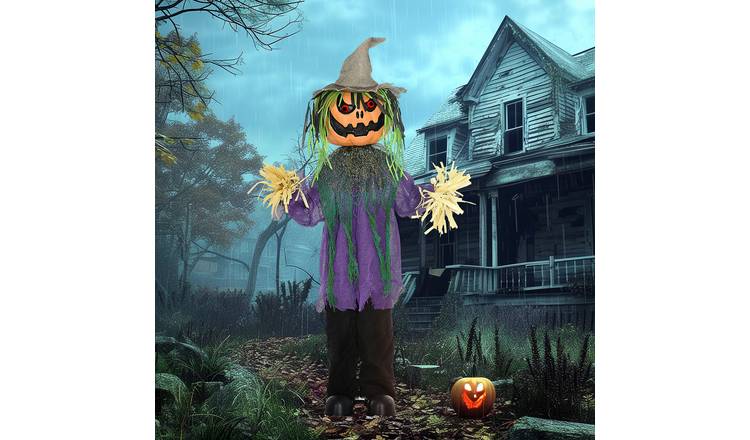 HOMCOM 3.5ft Animated Halloween Pumpkin Scarecrow Decoration