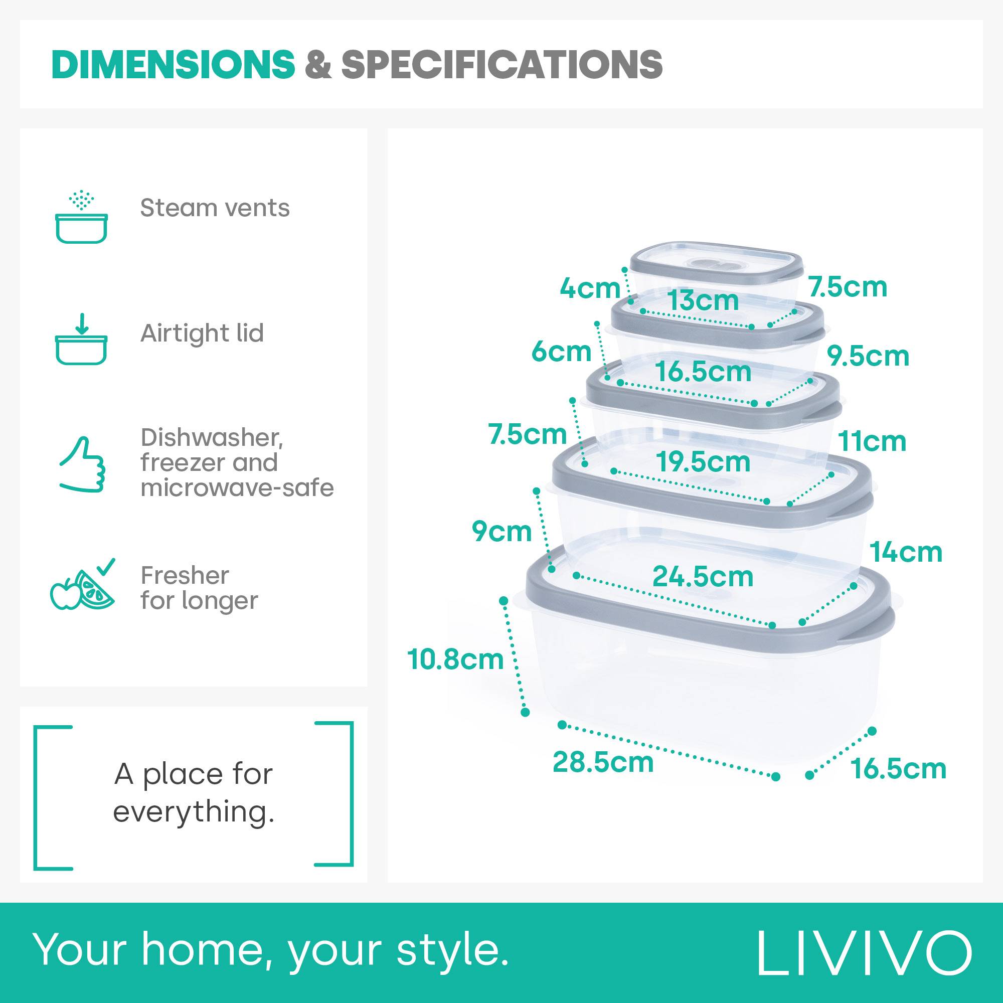 LIVIVO 5 Piece Rectangular Airtight Food Storage Container Set - Image 5