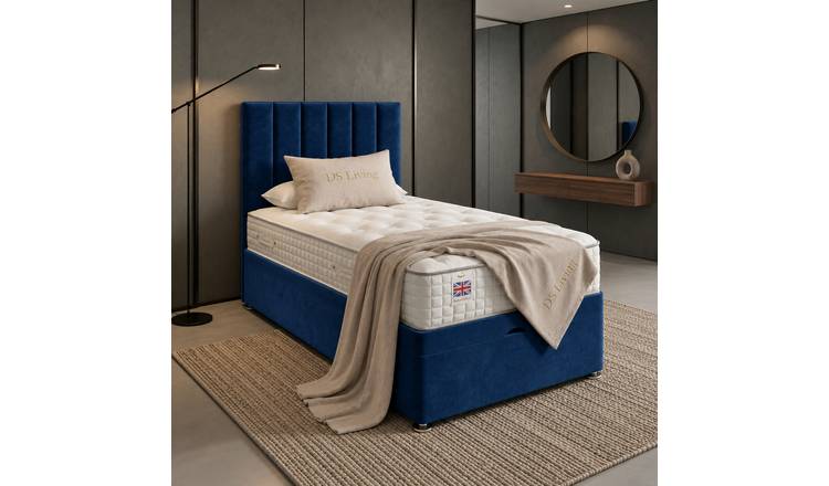 DS Living Aether Single Velvet Divan Bed Frame - Dark Blue