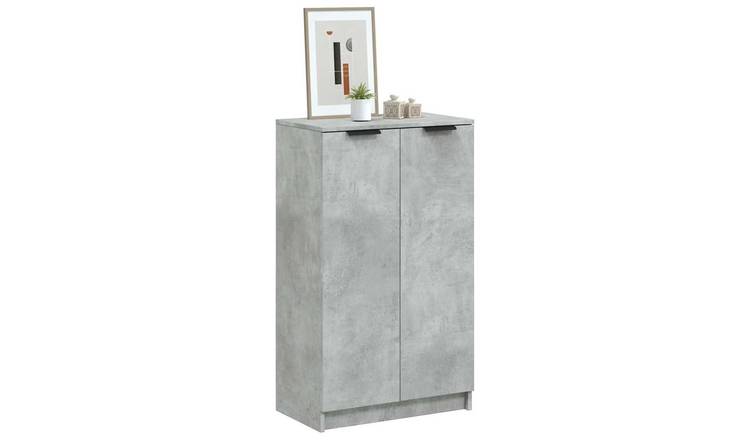 Walplus Engineered Wood Shoe Cabinet - Concrete Grey - 59 x 35 x 100.5 cm