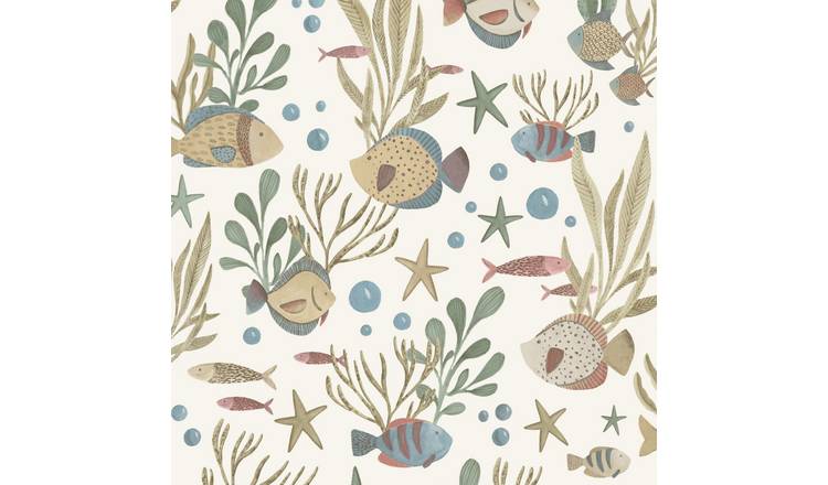 Grandeco Nemo Sealife Fish Nursery Textured Wallpaper - Ochre