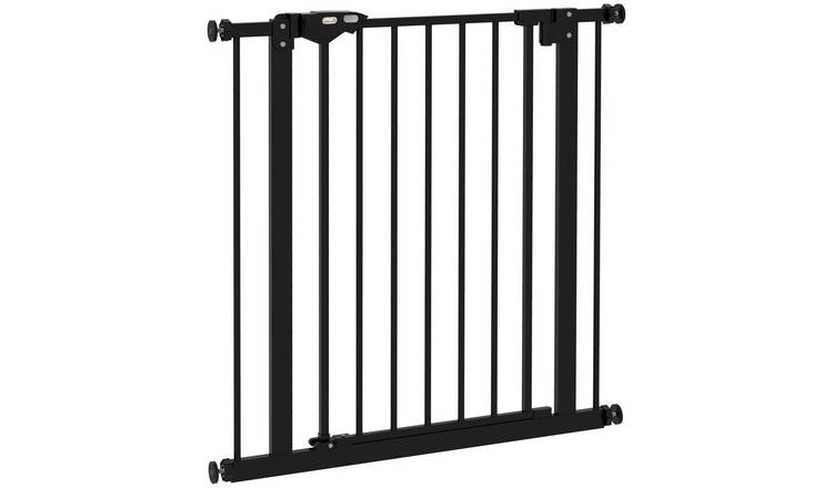 PawHut Pressure Fit Auto Close Two-Way Dog Gate - 74-80cm - Black