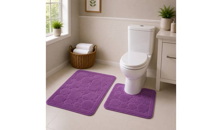 New Edge Blinds Cali Bath Mat & Pedestal Set - Purple
