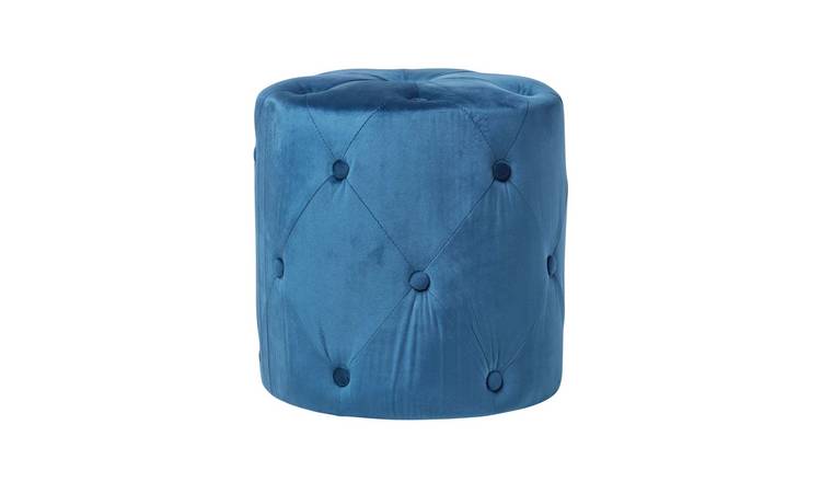 Homescapes Windsor Velvet Footstool – Navy